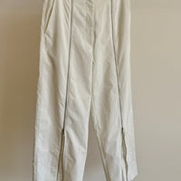 Nylon Zipper Trouser - White