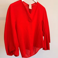 L/S Akeo Shirt Ripple Gauze - Vermillion