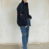 Pinstripe Active Knit Zipper Detailed Track Jacket - Navy