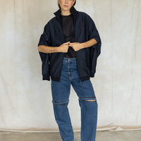 Pinstripe Active Knit Zipper Detailed Track Jacket - Navy