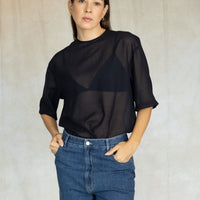 Sheer Wool Gauze Easy T - Navy