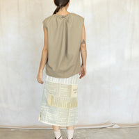 Lotte Nylon Shirred Neck Top - Khaki