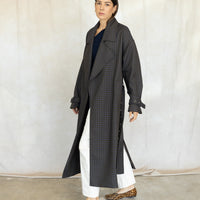 Oversized Trench - Carob Check Plaid