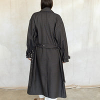 Oversized Trench - Carob Check Plaid