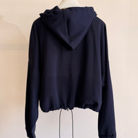 Gathered Yoke Zip Hooded Jacket - Midnight