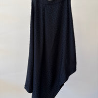 A-Line Asymmetric Skirt - Black Polka Dot Satin
