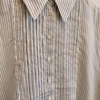 Ultra Light Silk Tencel Stripped Pintucked Top - White/Grey