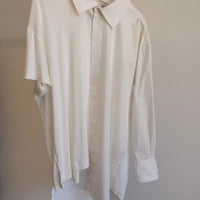 Half Cotton Poplin Silk Jersey Tee - White