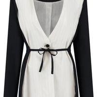 Cord Waisted Jacket - Navy/White