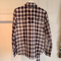 Silk Cotton Plaid Blouse with Removable Tie Top