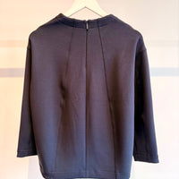 Bonded Viscose Crewneck with Folded Panel - Navy