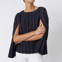 Jolene Cape Top - Navy Stripe