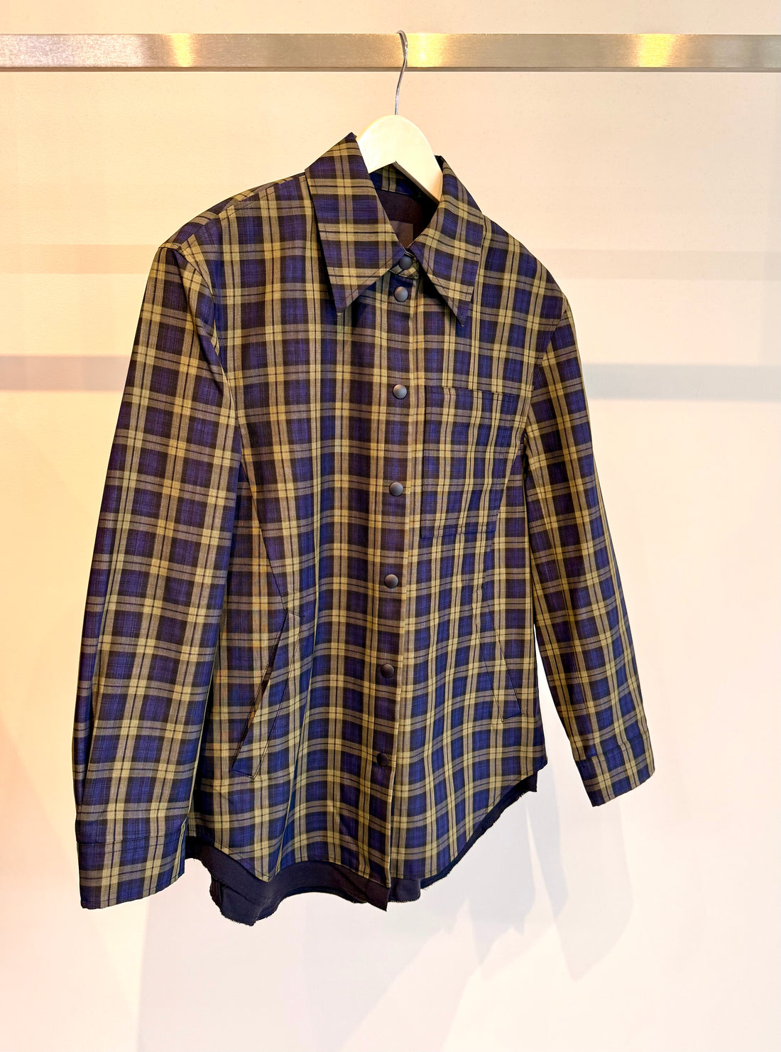 Techy Plaid Easy Shirt Jacket - Blue multi