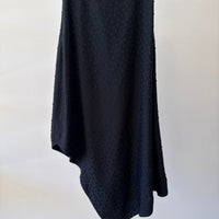 A-Line Asymmetric Skirt - Black Polka Dot Satin