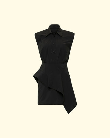 Catalina Cotton Poplin Shirt Dress - Black
