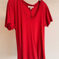 Carol VNeck Tee - Washed Red
