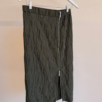 Joe Zip Skirt - Striped Tucked Shirting - Hunter