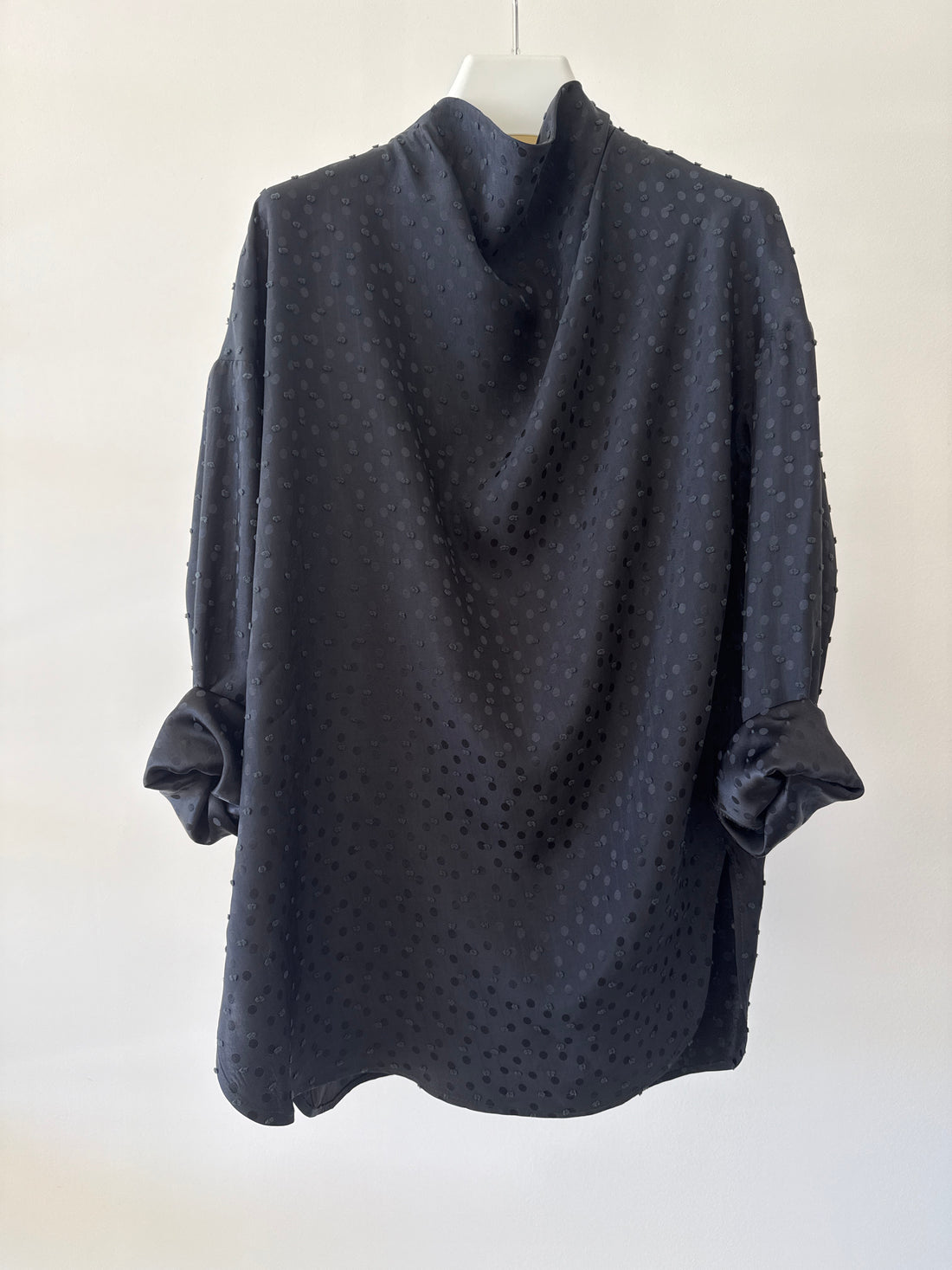Asymmetric Cowl Shirt - Black