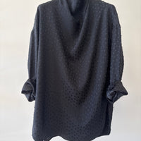 Asymmetric Cowl Shirt - Black
