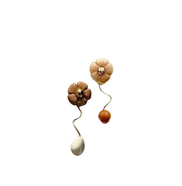 Drop drop Earring Set - Tan/Brown/White