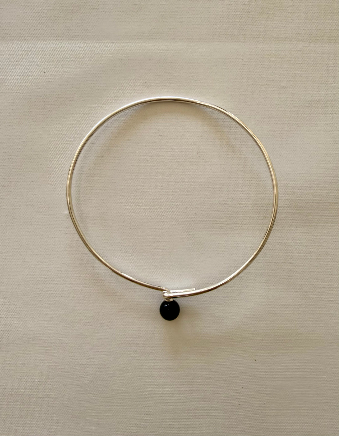 Linear Bead Collar - Silver/Onyx