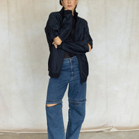 Pinstripe Active Knit Zipper Detailed Track Jacket - Navy