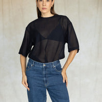 Sheer Wool Gauze Easy T - Navy