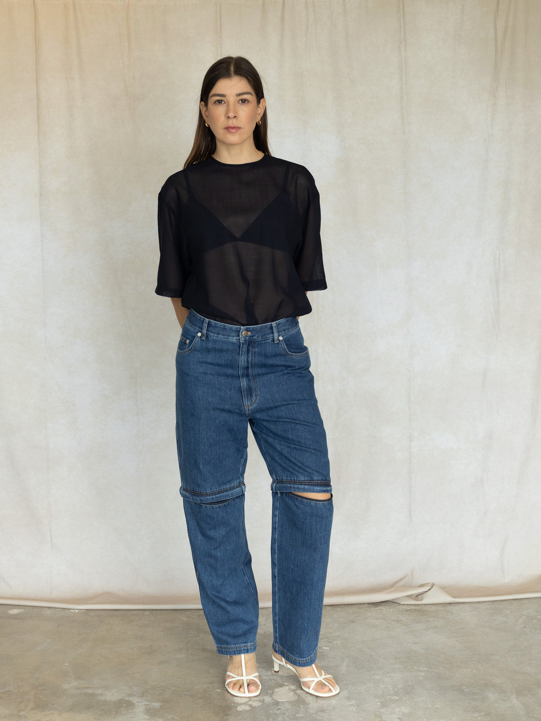 Sheer Wool Gauze Easy T - Navy