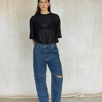 Sheer Wool Gauze Easy T - Navy