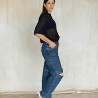 Sheer Wool Gauze Easy T - Navy