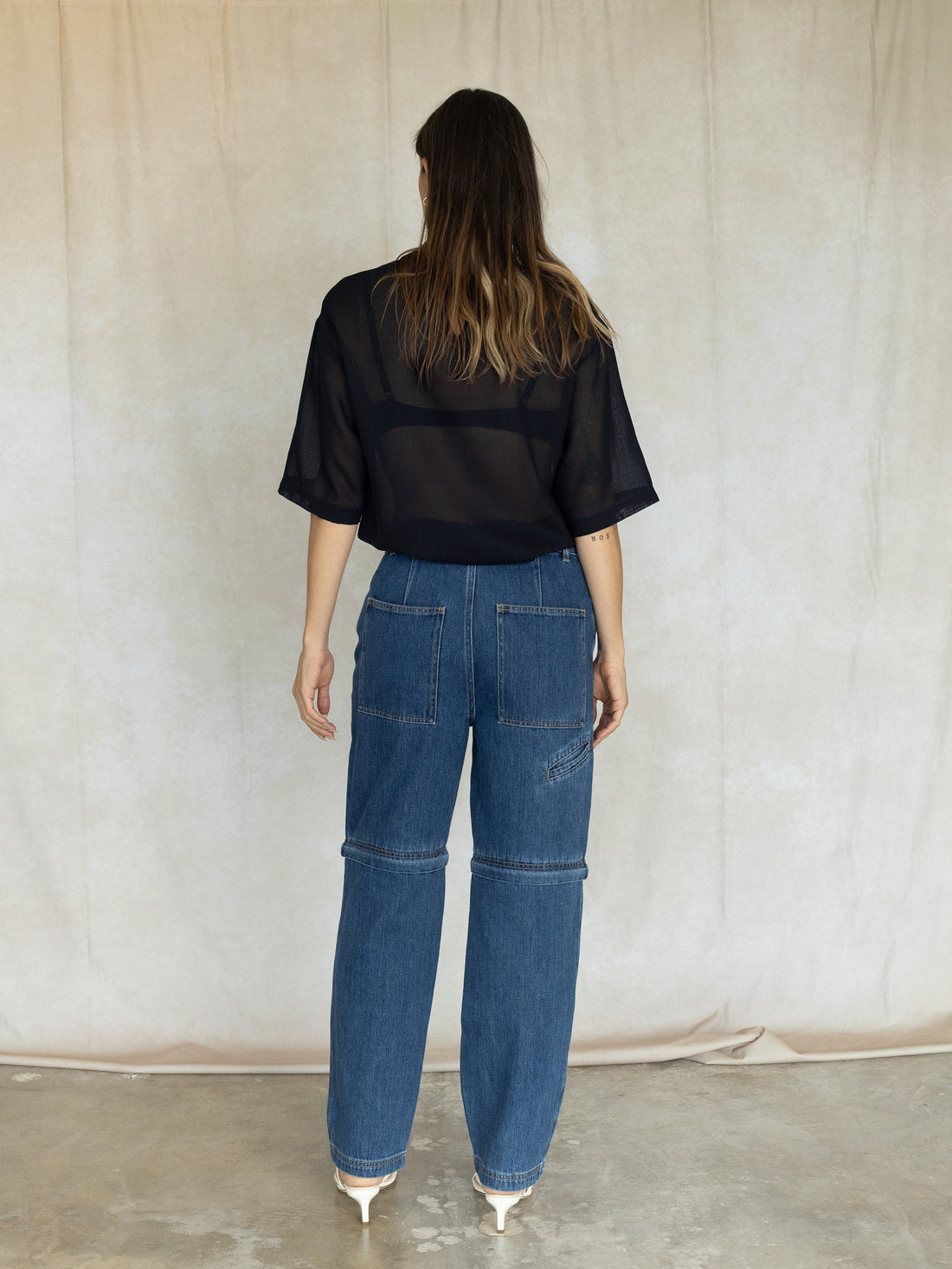 Sheer Wool Gauze Easy T - Navy