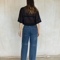 Sheer Wool Gauze Easy T - Navy