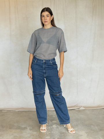 sheer gauze Wool Easy T -Grey