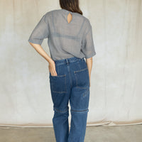 sheer gauze Wool Easy T -Grey