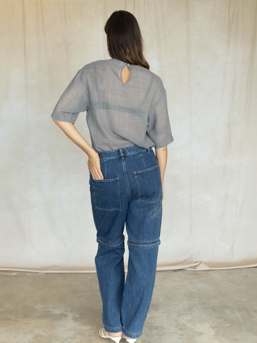 sheer gauze Wool Easy T -Grey