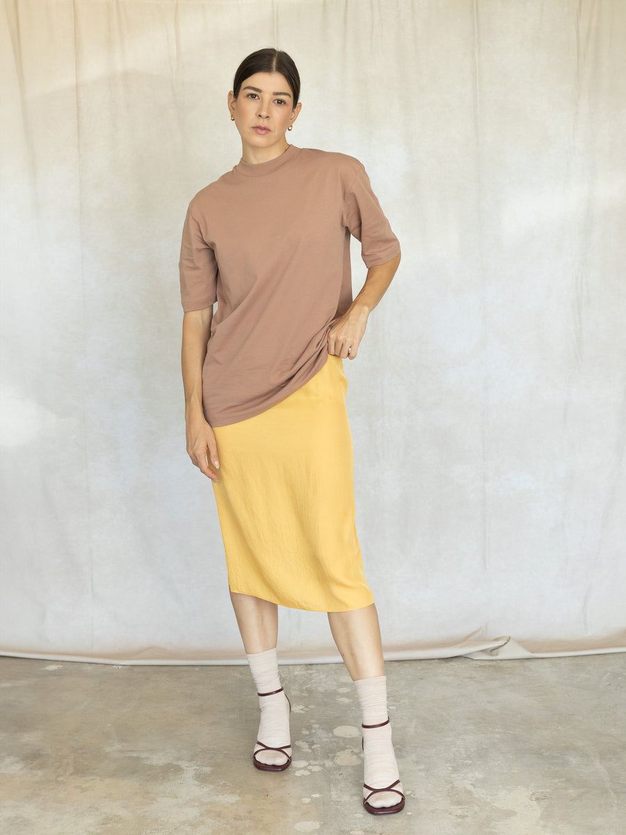 Mock Neck Unisex Tee - Butterscotch