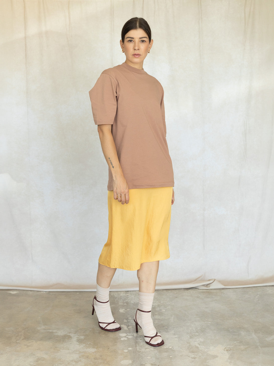 Mock Neck Unisex Tee - Butterscotch