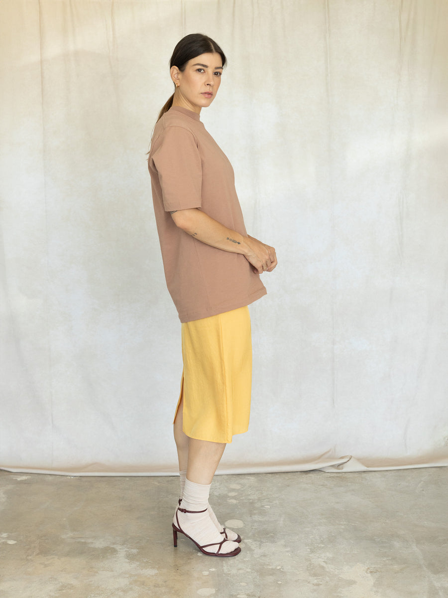 Mock Neck Unisex Tee - Butterscotch