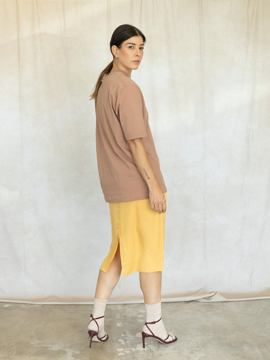 Mock Neck Unisex Tee - Butterscotch