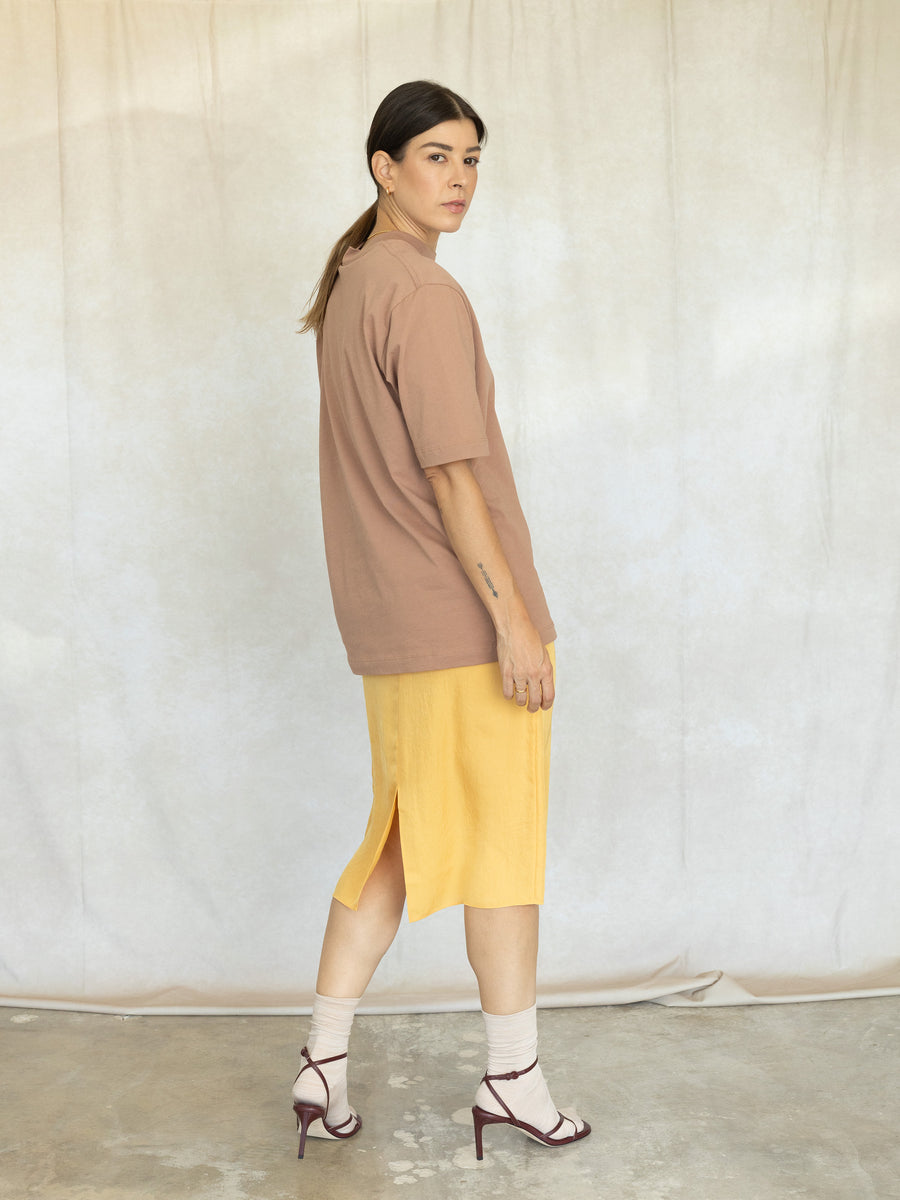 Mock Neck Unisex Tee - Butterscotch