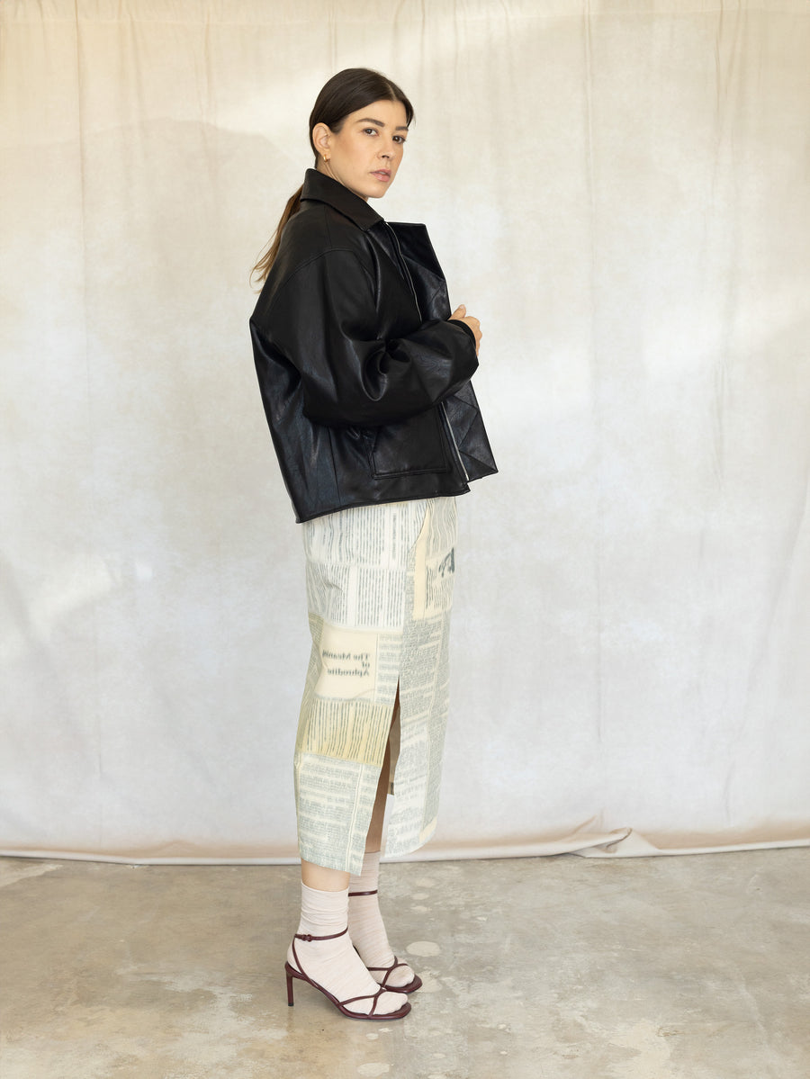 Faux Leather Bomber - Black