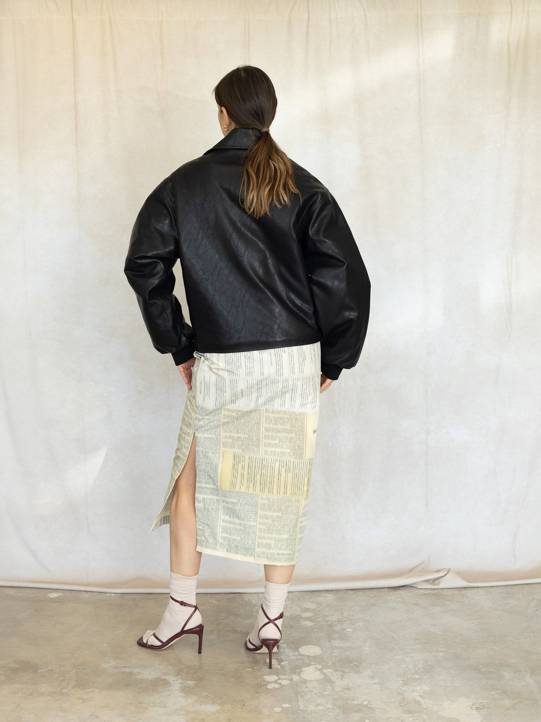 Faux Leather Bomber - Black