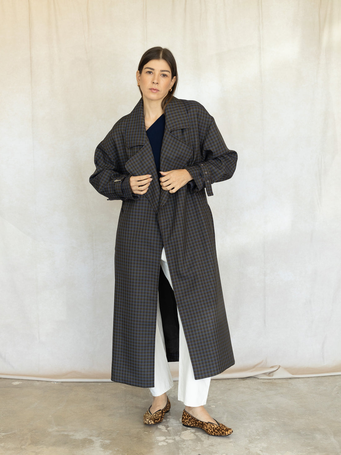 Oversized Trench - Carob Check Plaid