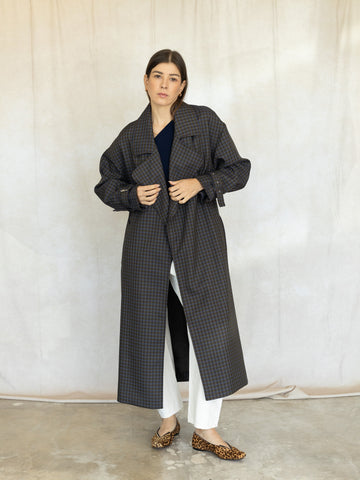 Oversized Trench - Carob Check Plaid