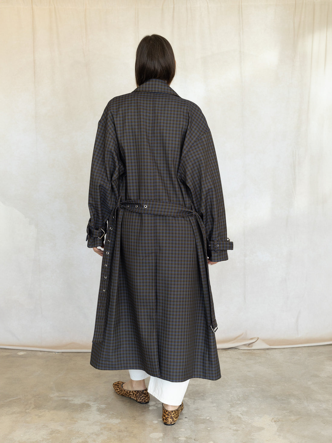 Oversized Trench - Carob Check Plaid