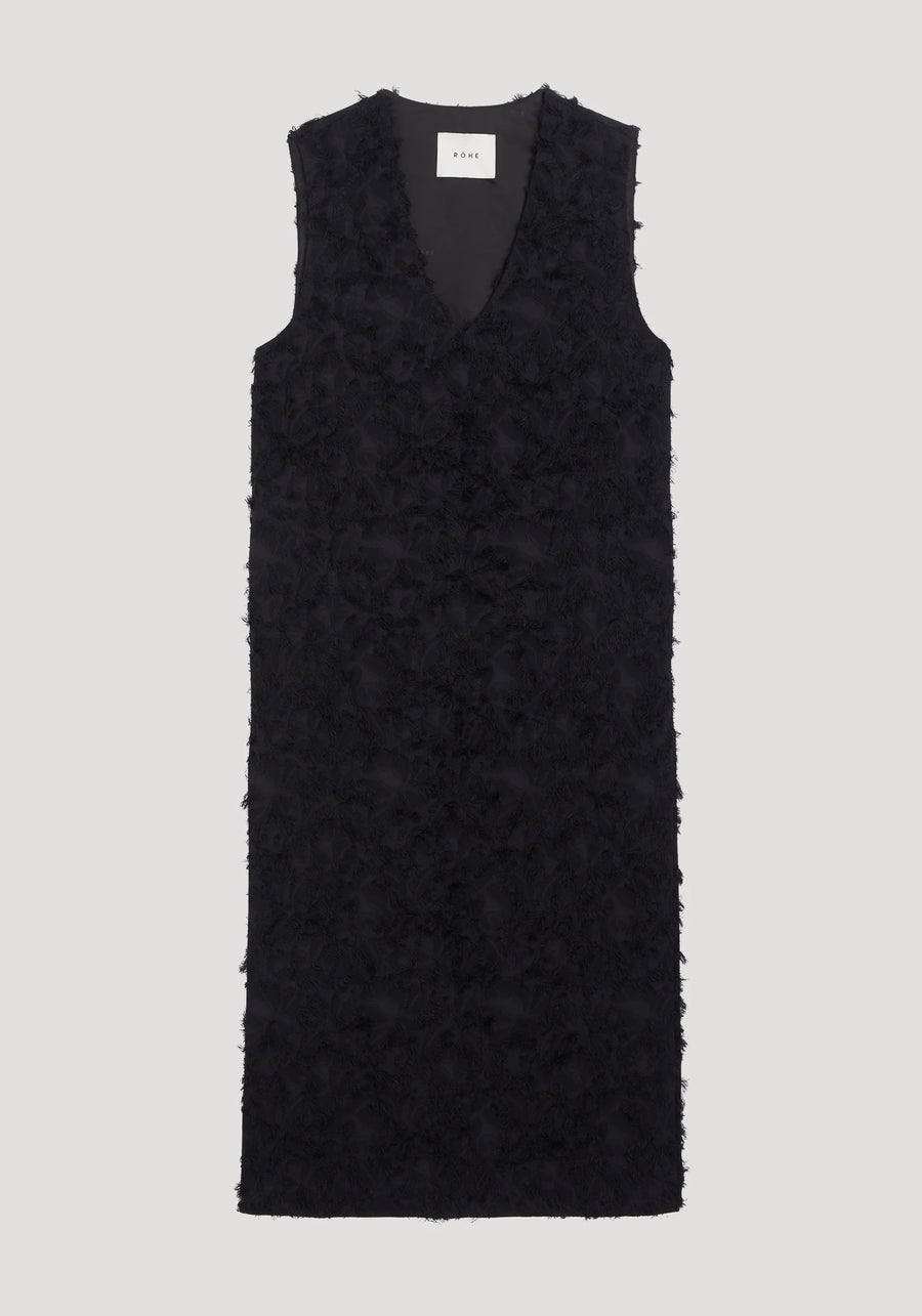Fringed Jacquard Dress - Black