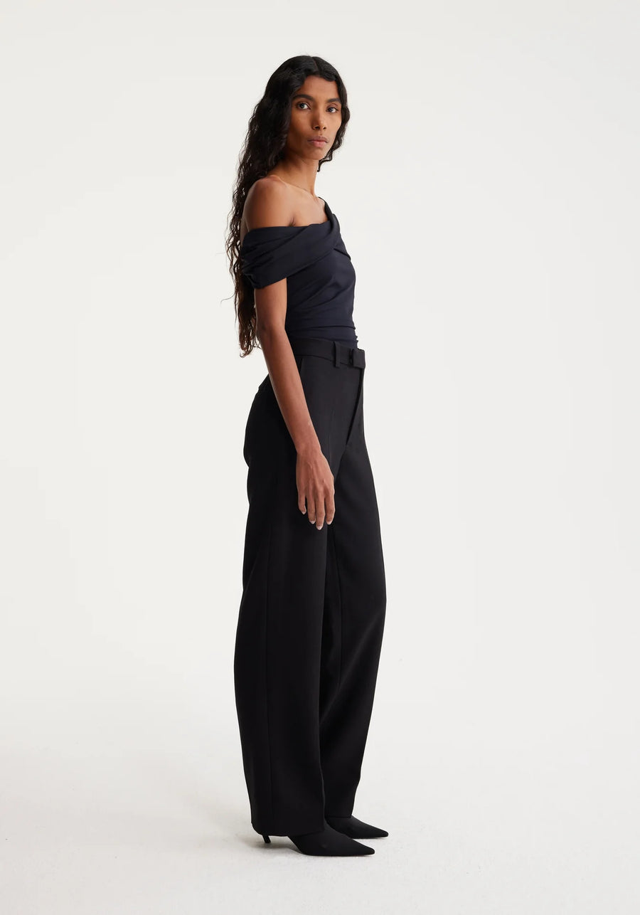 Asymmetrical Off Shoulder Top - Black