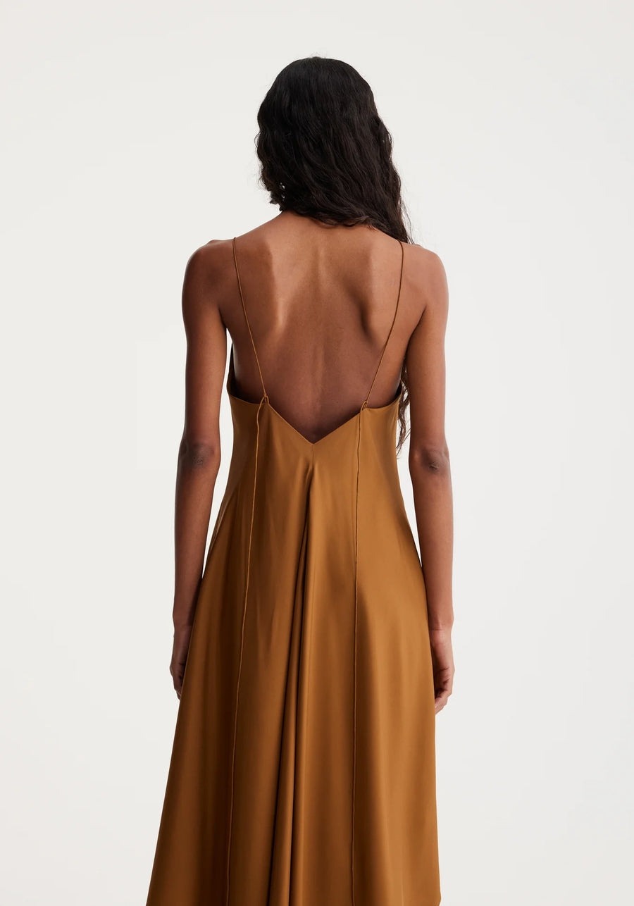 Silk Strap Dress with Wider Hem