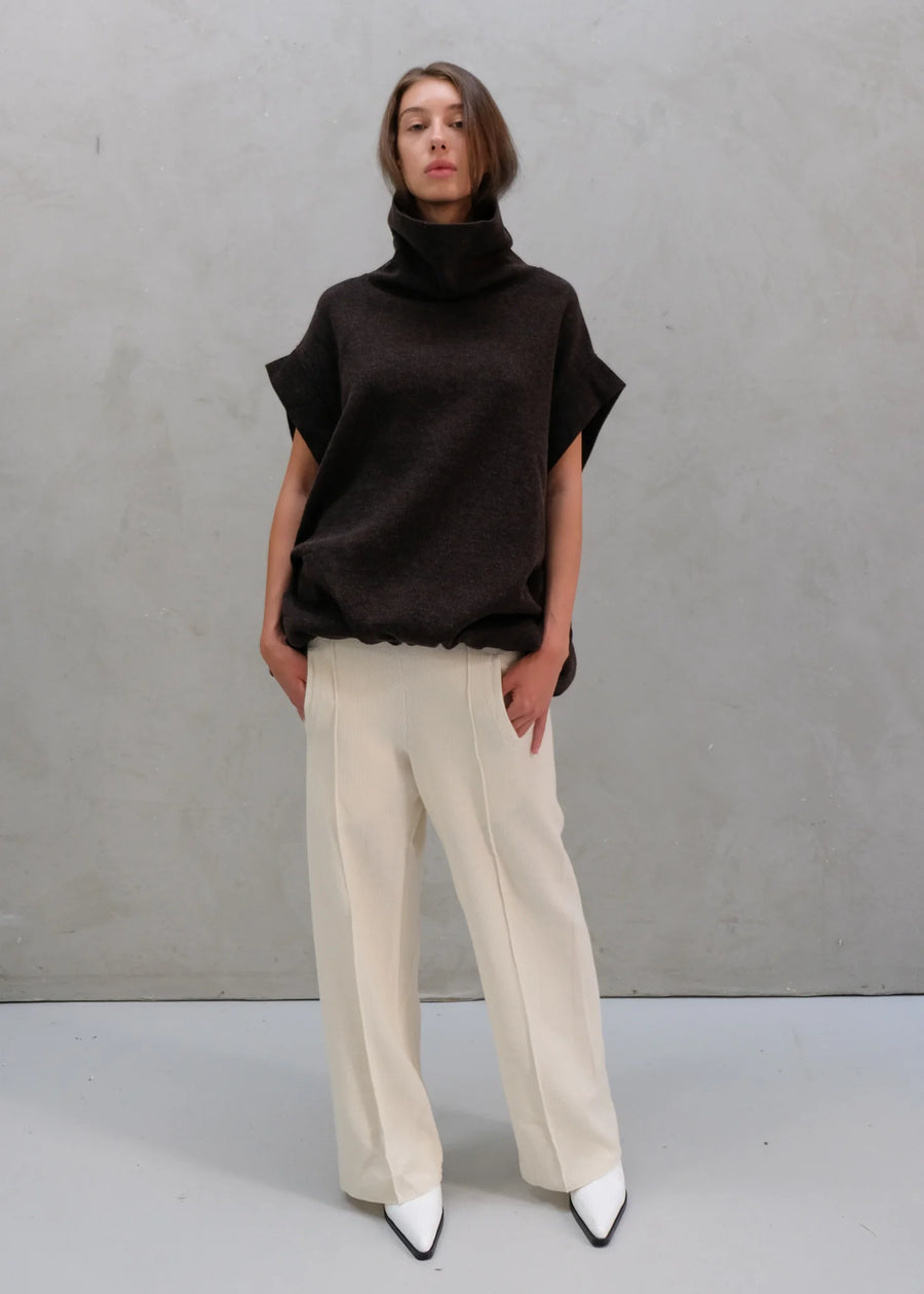 Gisele Rollneck Gilet - Dk Brown