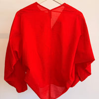 L/S Akeo Shirt Ripple Gauze - Vermillion